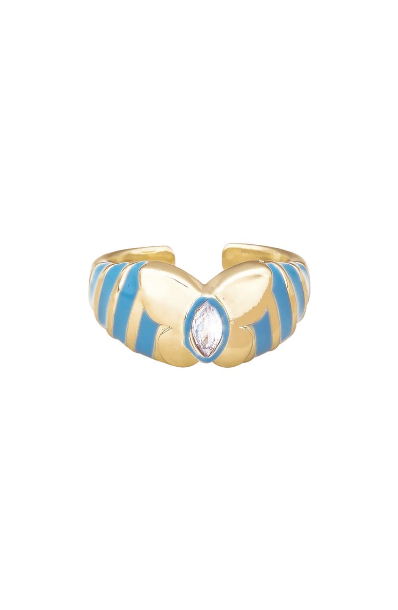 Ettika Butterfly Enamel Ring, Main, color, Gold