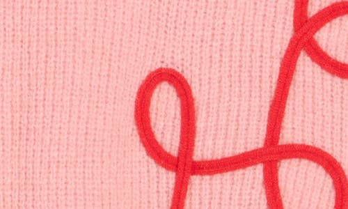 Nicole Miller Abstract Line Embroidered Sweater In Pink