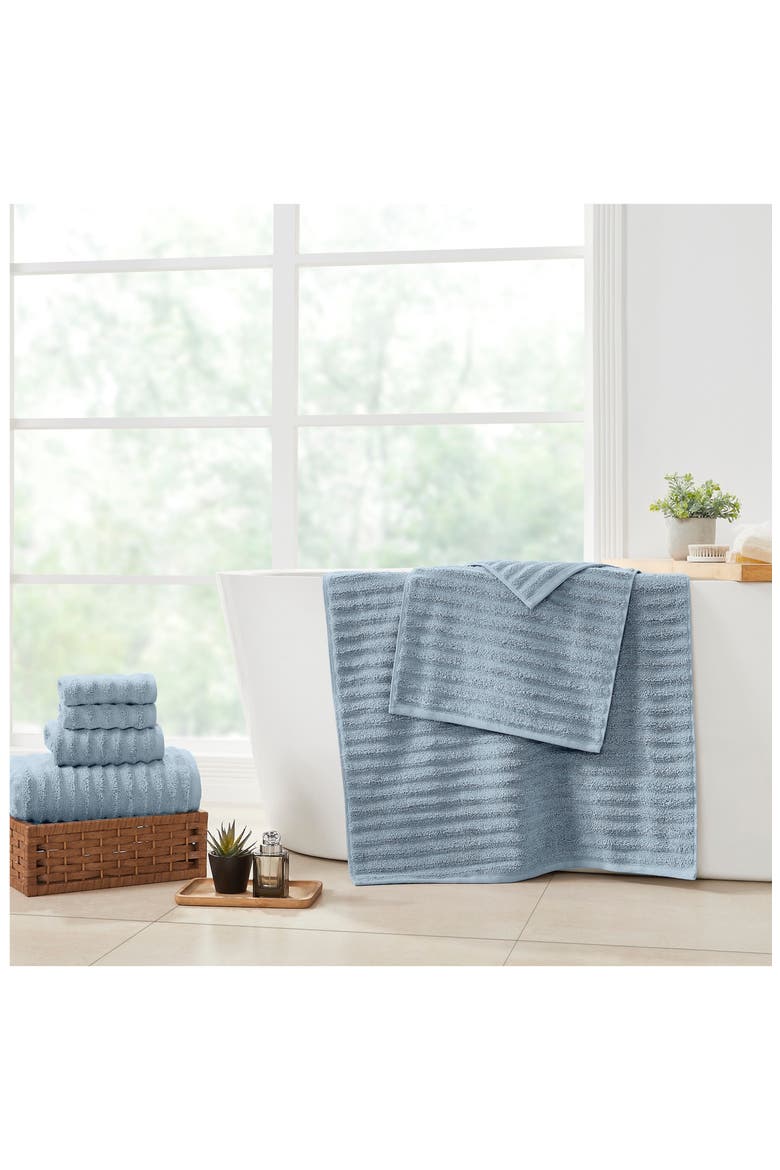 Luxury Spa Collection Wavy Quick Dry 6-Piece Towel Set - Spa Blue, Alternate, color, spa-blue
