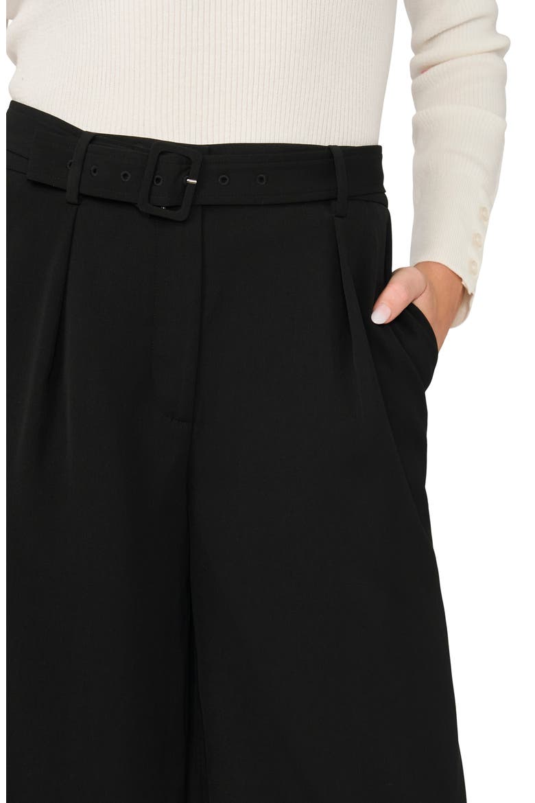 Belted Pleated Bermuda Shorts, Alternate, color, RICH BLACK