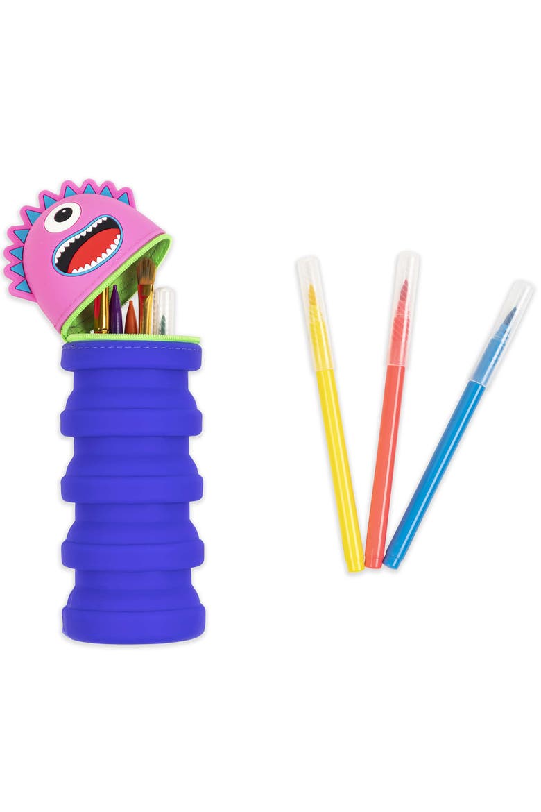 Retractable Pencil Case, Pink Monster, Alternate, color, Multicolored