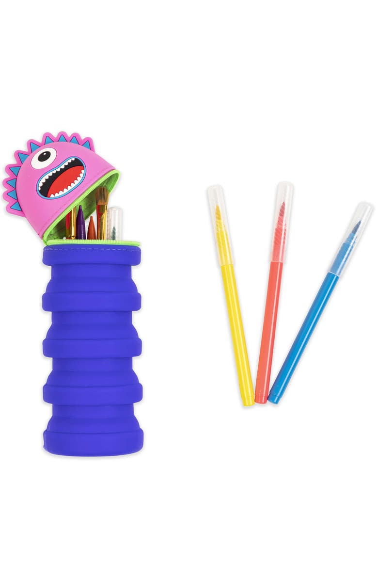 Little Yellow Bicycle Retractable Pencil Case, Pink Monster, Alternate, color, Multicolored