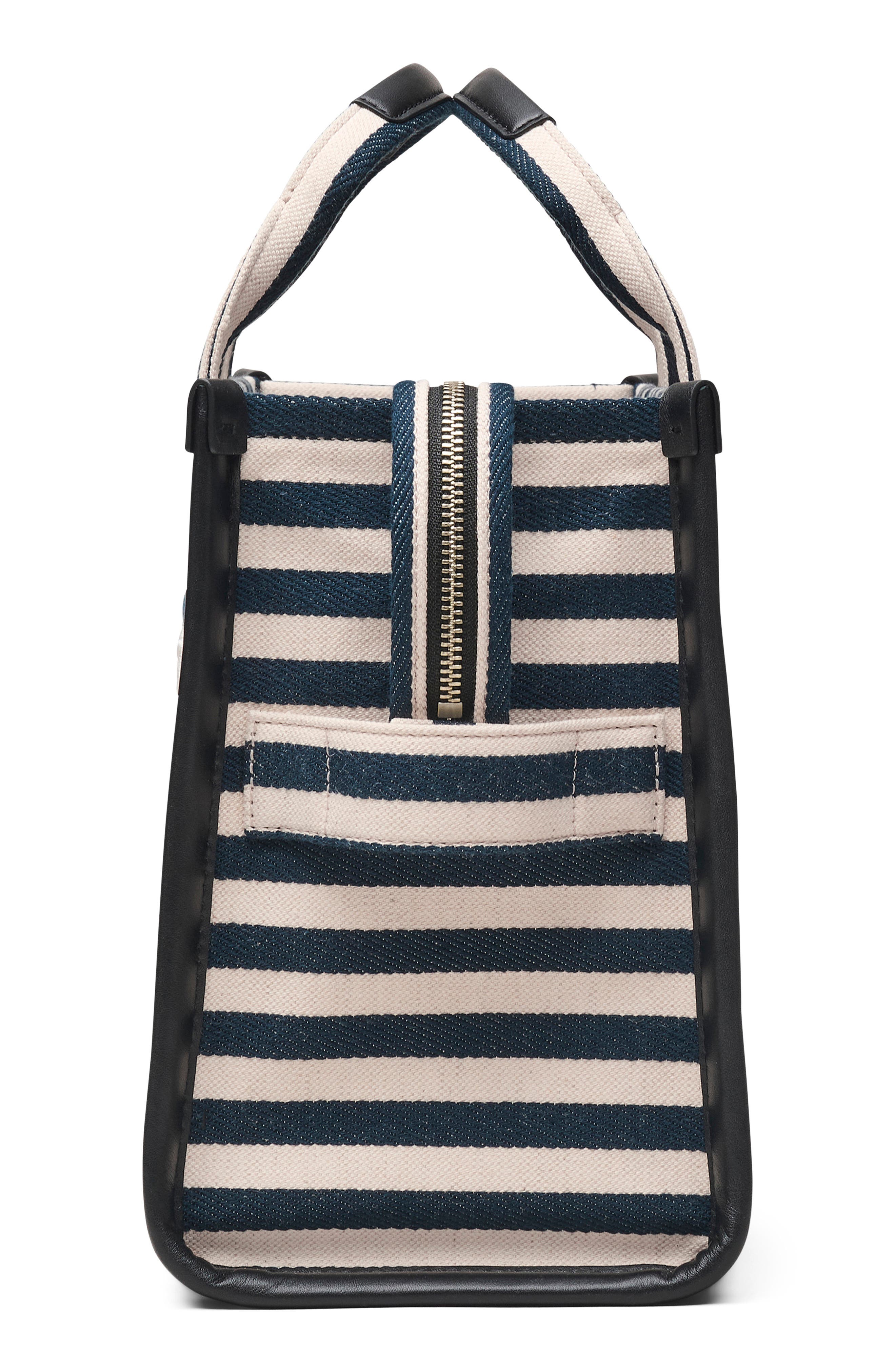 Marc Jacobs The Stripe Canvas Medium Tote, Alternate, color, Blue Sea Multi