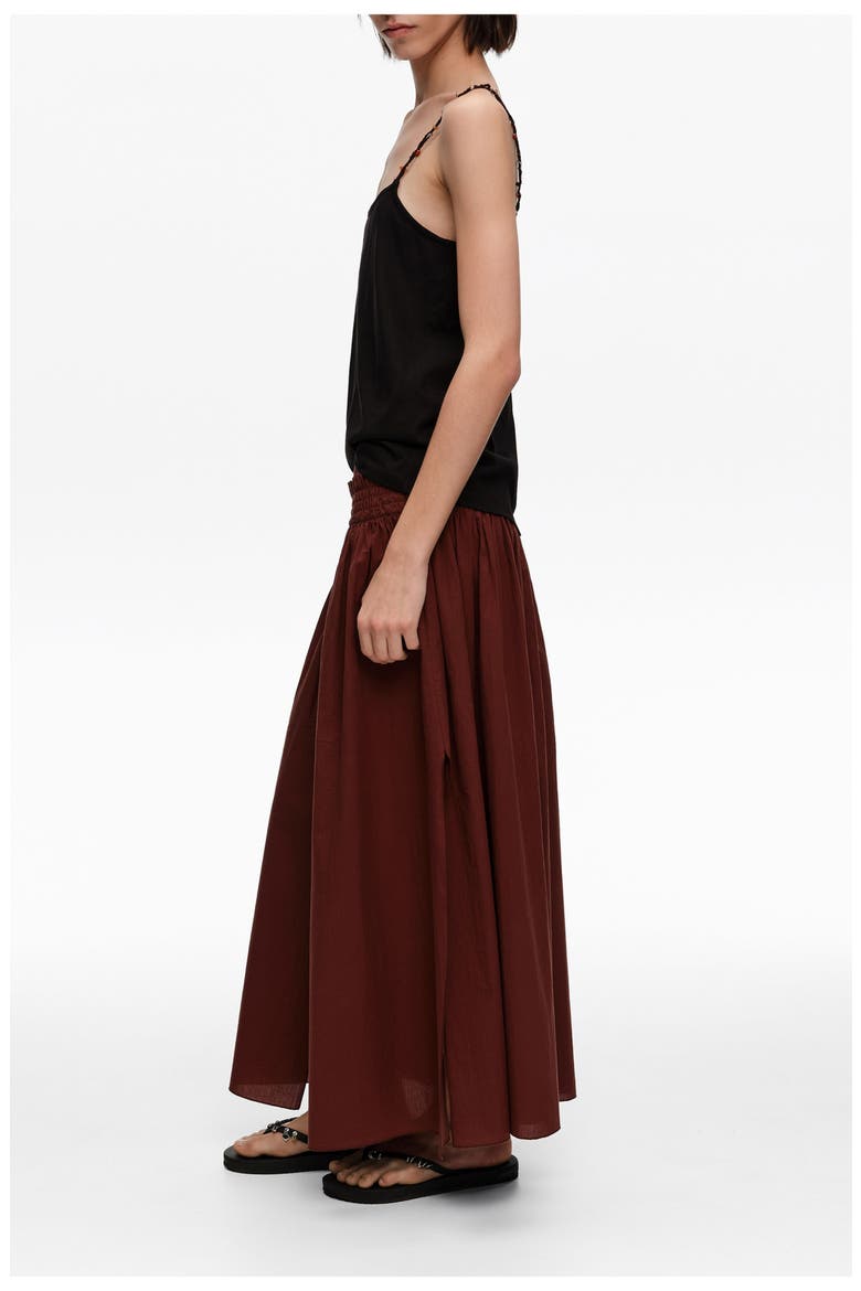 Flared Cotton Midi Skirt, Alternate, color, BROWN
