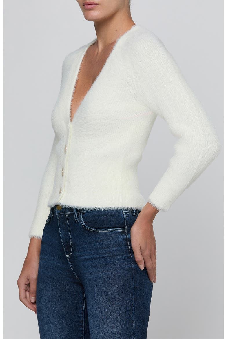 Agathe Fuzzy Cardigan, Alternate, color, IVORY