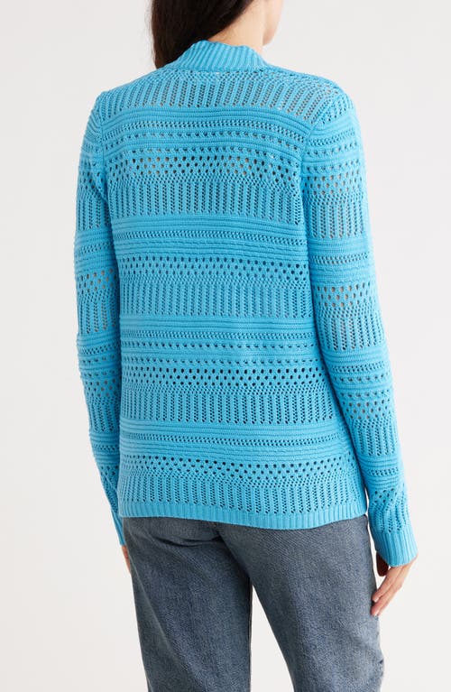 Cyrus Open Stitch Cardigan In Blue