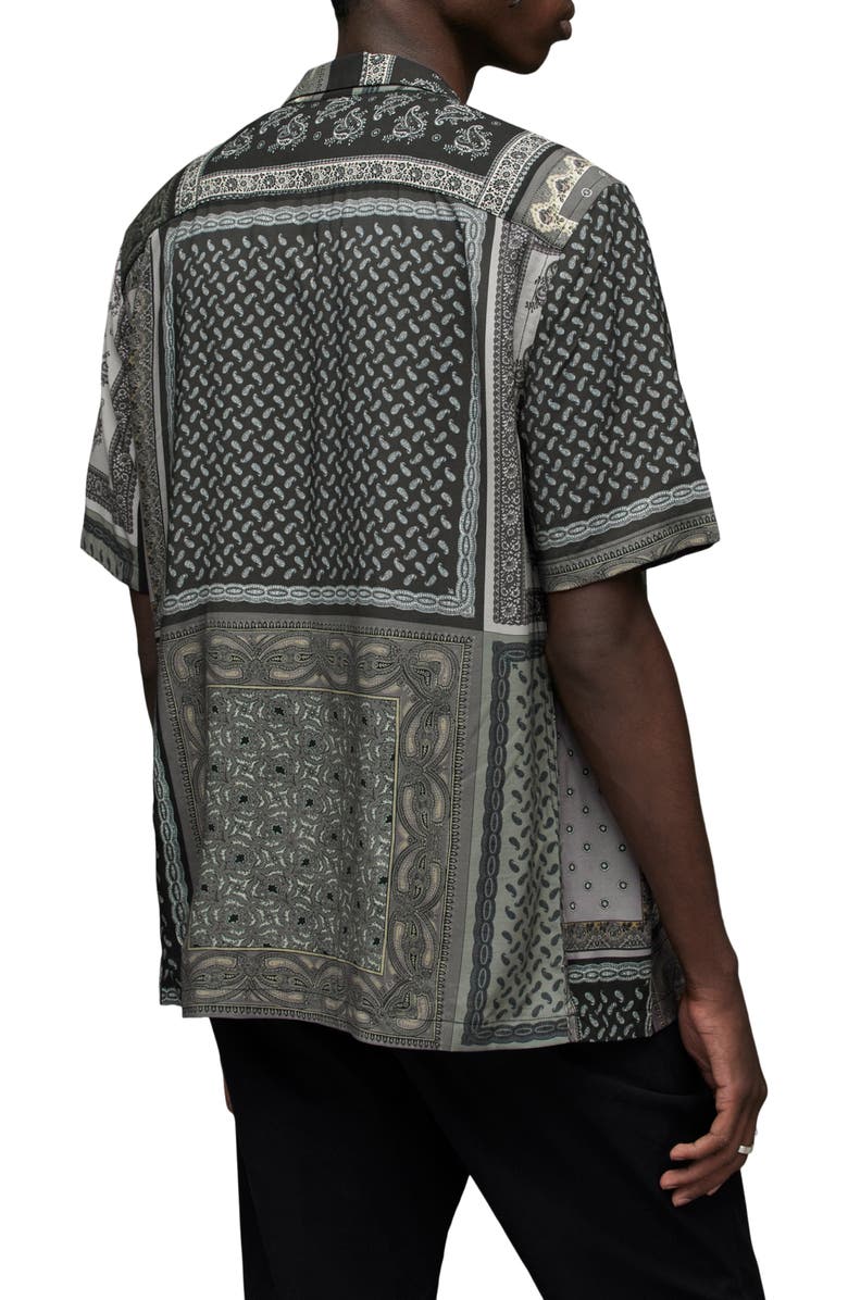 AllSaints Yacutan Print Short Sleeve Button-Up Camp Shirt, Alternate, color, 