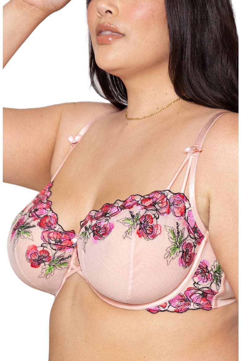 Floral Embroidered Balconette Bra, Alternate, color, BLUSHING ROSE