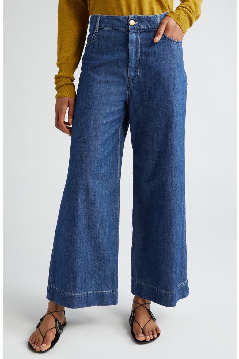 Zendaya Wide Leg Jeans, Main, color, CORNFLOWER BLUE