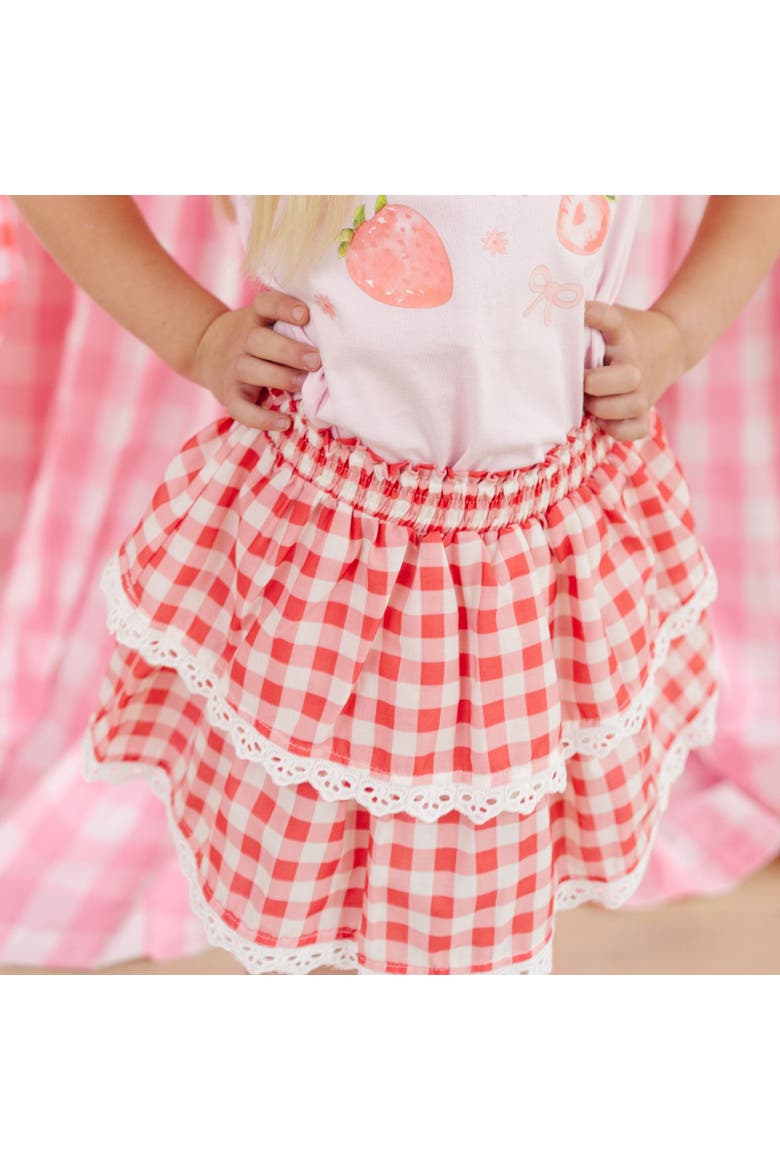 Red Gingham Skort, Alternate, color, Red