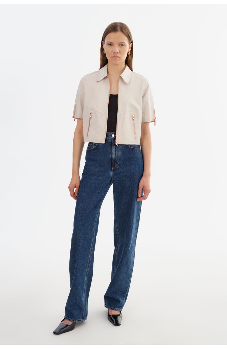 LAMARQUE SEVANA | Reversible Leather Jacket, Main, color, Whisper White/Rose Gold