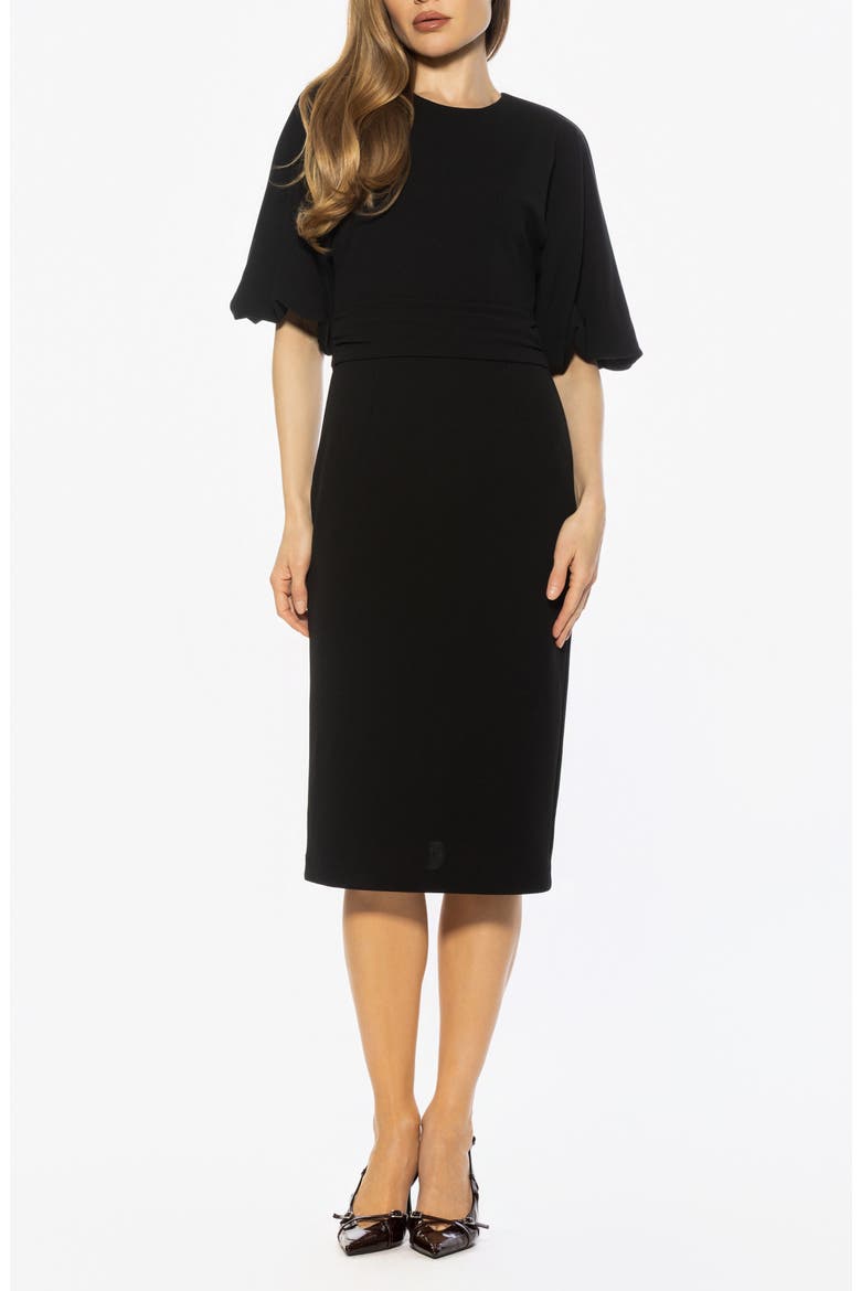 Auden Sheath Midi Dress, Main, color, BLACK