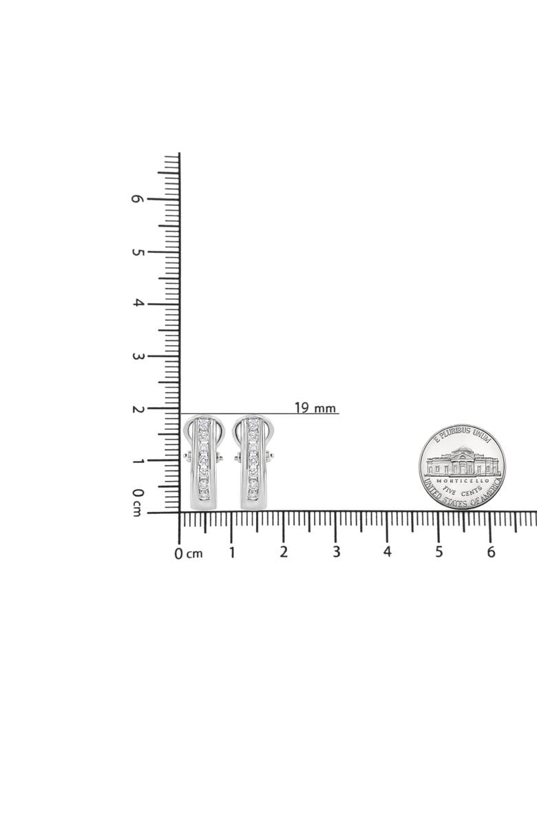 Haus of Brilliance Silver Channel 1/2 Ct Lab Grown Diamond Omega Back Huggy Hoop Earrings, Alternate, color, White