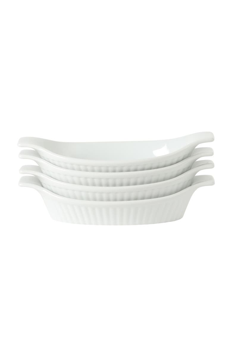 Gracious Dining 4-Piece Oval Au Gratin Stoneware Baking Dish Set, Main, color, White