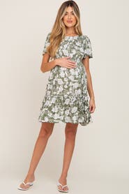 PinkBlush Floral Smocked Ruffle Accent Dress