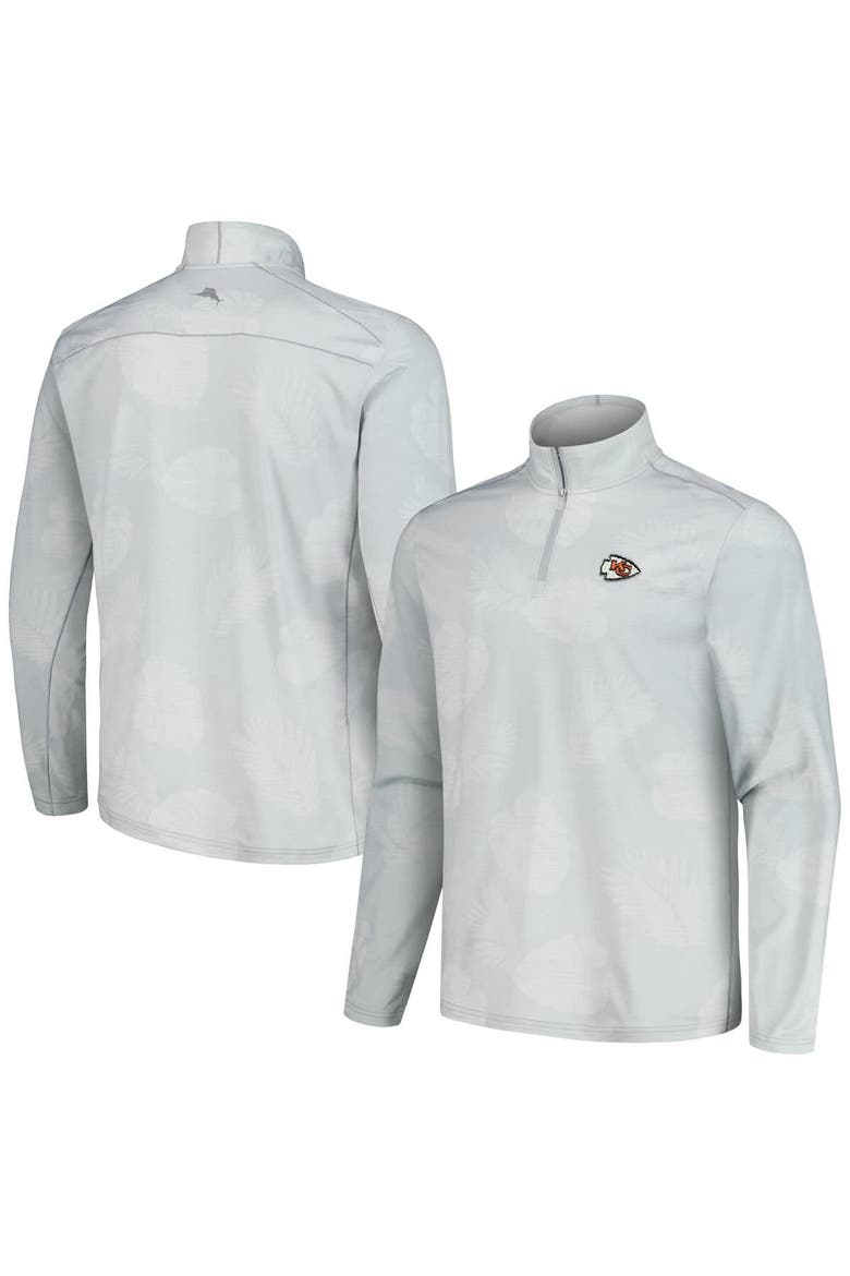 Men's Tommy Bahama Gray Kansas City Chiefs Delray Frond IslandZone Half-Zip Sweatshirt, Main, color, Gray