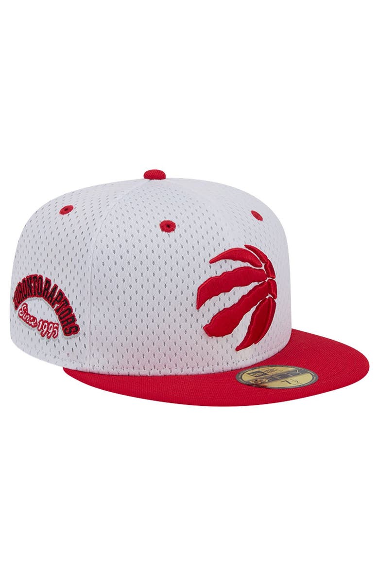 New Era Men's New Era White/Red Toronto Raptors Throwback 2Tone 59FIFTY Fitted Hat, Main, color, White
