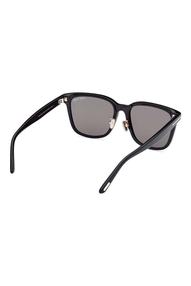 56mm Square Sunglasses, Alternate, color, SHINY BLACK / GRADIENT SMOKE