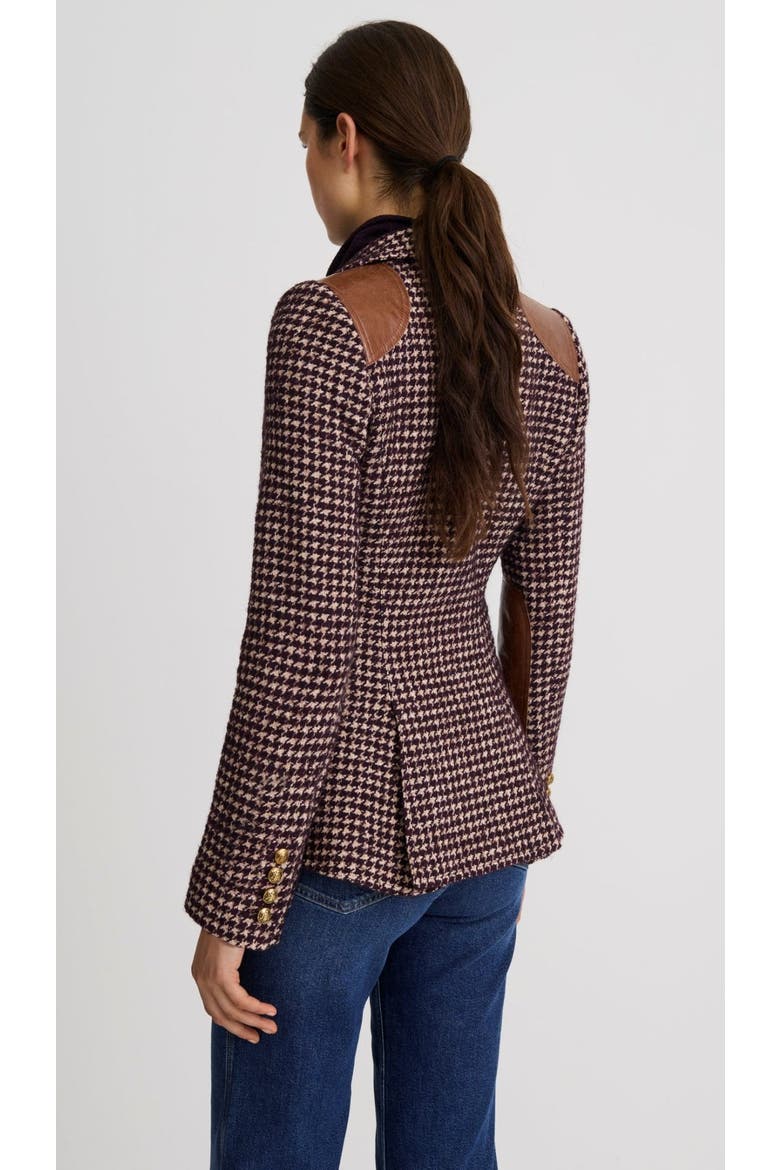 Saddle-Patch Equestrian Blazer, Alternate, color, Plum Houndstooth