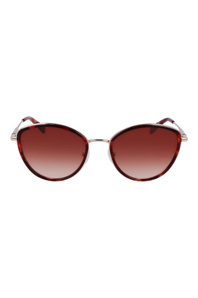 Roseau 54mm Gradient Cat Eye Sunglasses, Main, color, ROSE GOLD/RED HAVANA