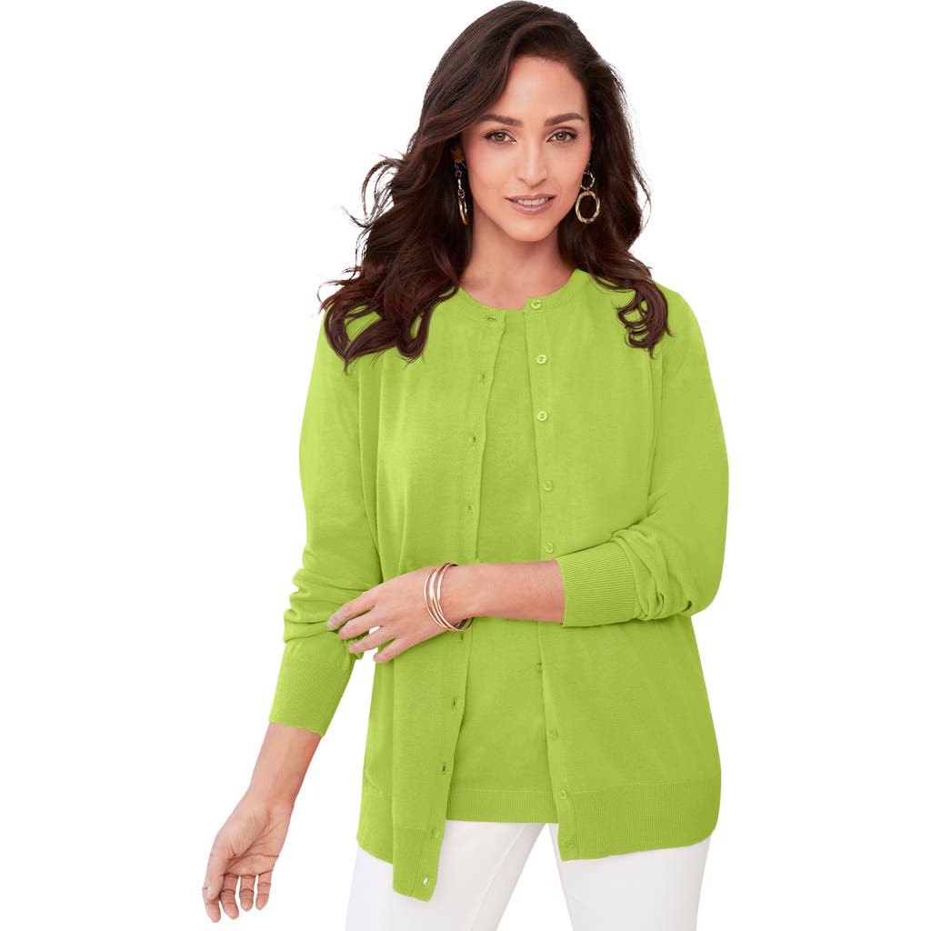 Jessica London Fine Gauge Cardigan In Green