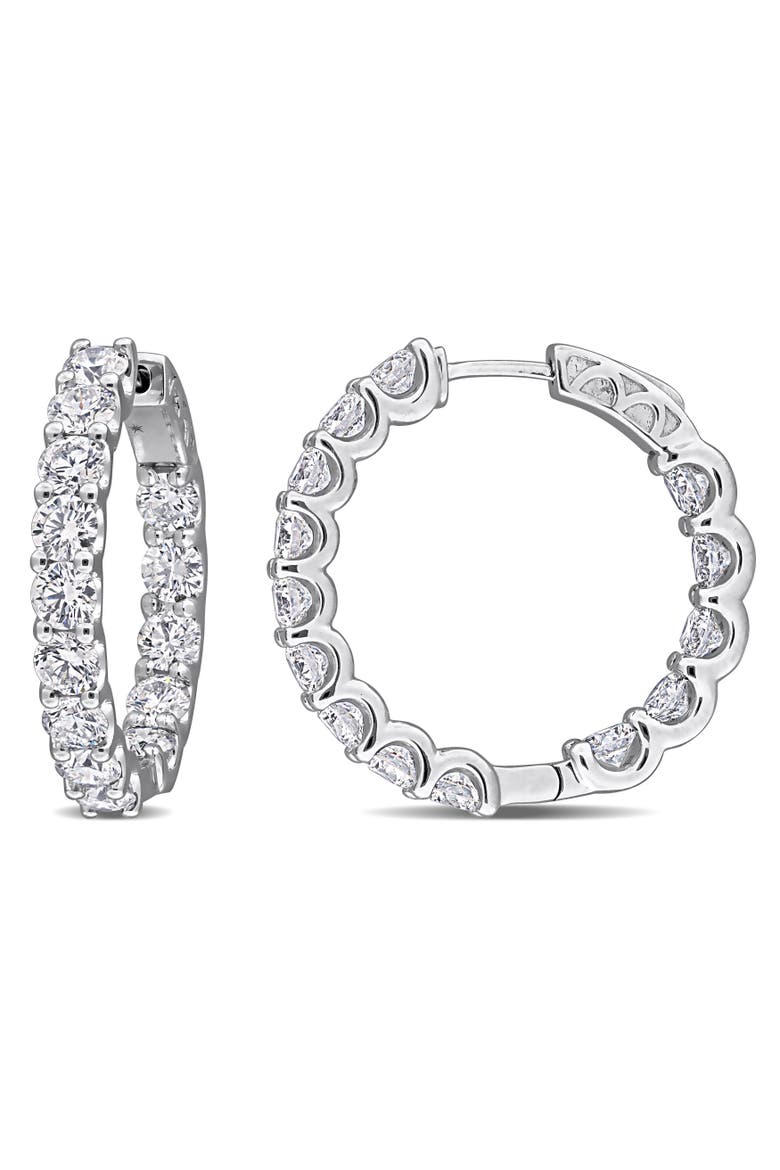 7ct. t.w. Lab-Grown Diamond Hoop Earrings 14k, Main, color, White Gold