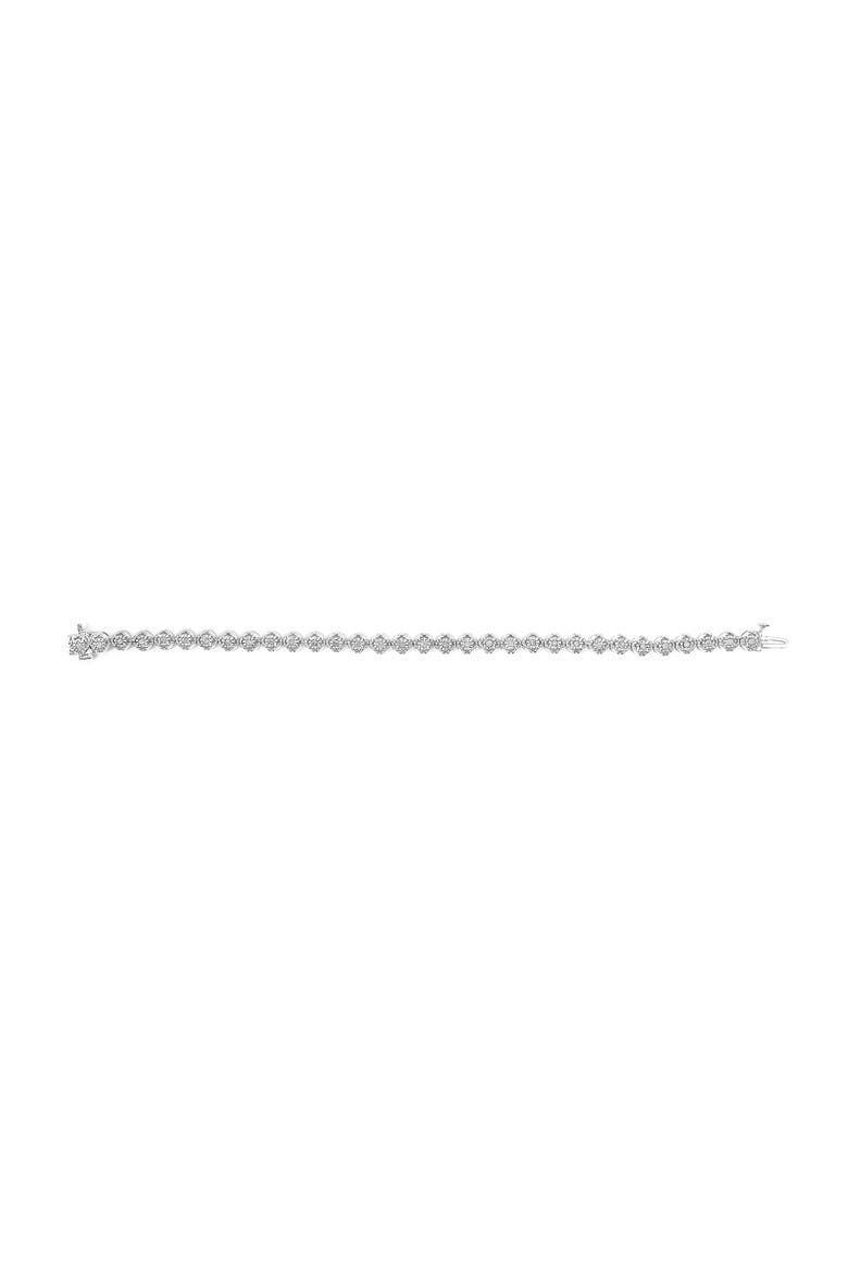 Silver 1.0 Cttw Diamond Open Quatrefoil Flower Circle-Link Tennis Bracelet, Alternate, color, White