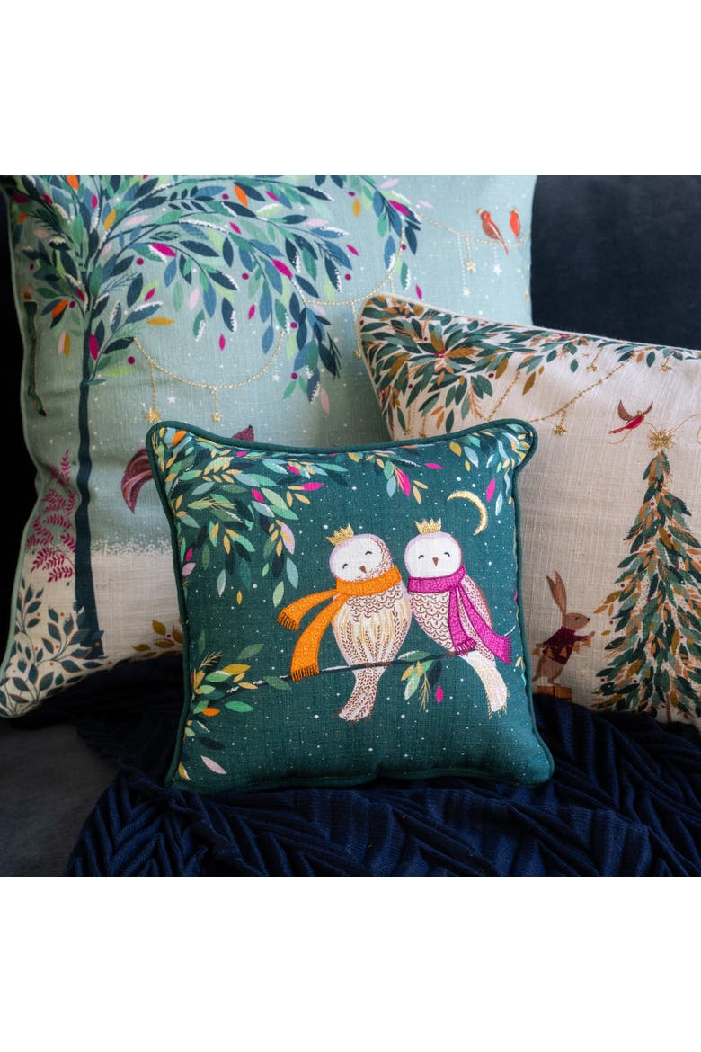 Owls Accent Throw Pillow 10" x 10", Alternate, color, Green