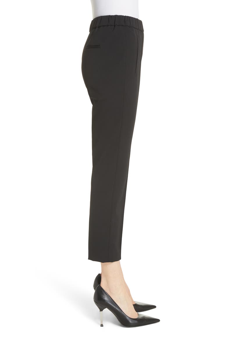 Pintuck Wool Blend Trousers, Alternate, color, BLACK