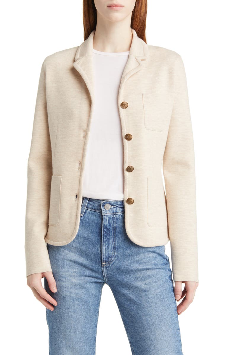 rag & bone Abigail Merino Wool Blend Blazer, Main, color, Oatmeal