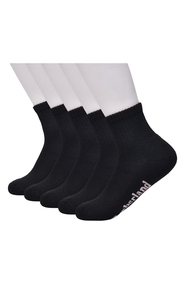 Timberland 5-Pack Cushioned Quarter Socks, Main, color,