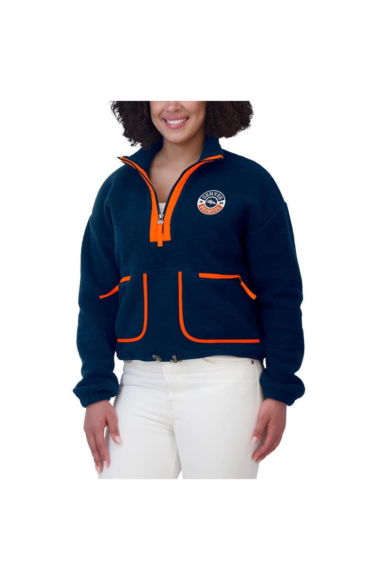 WEAR by Erin Andrews Women's WEAR by Erin Andrews Navy Denver Broncos Polar Fleece Half-Zip Jacket, Alternate, color, Navy