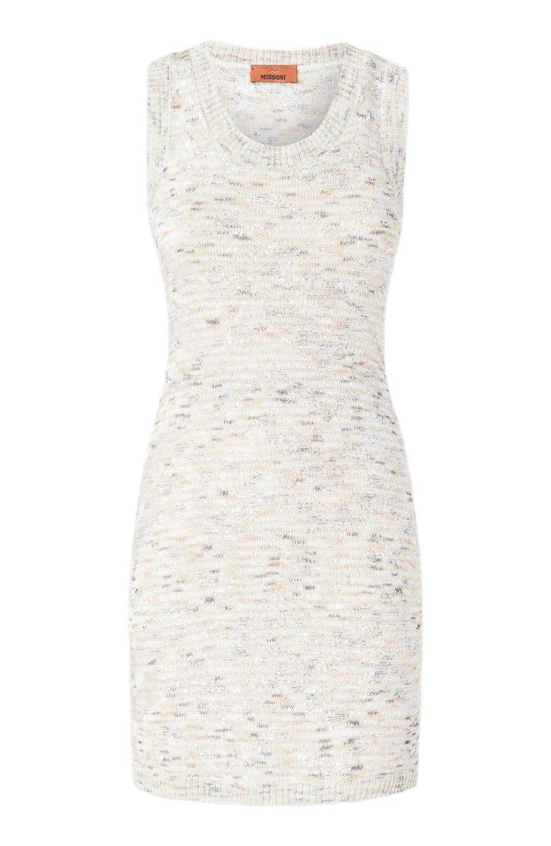 Missoni Sleeveless Mini-dress In Slub Knit With Sequins, Alternate, color, White 
Beige