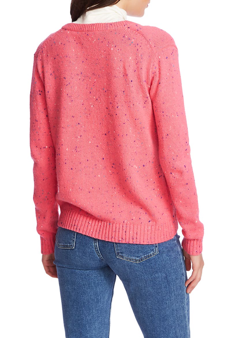 Nep Flecked V-Neck Sweater, Alternate, color, VIVID PINK