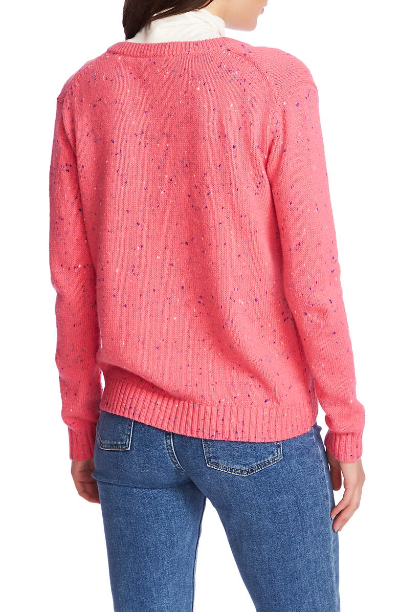 Court & Rowe Nep Flecked V-Neck Sweater, Alternate, color, Vivid Pink