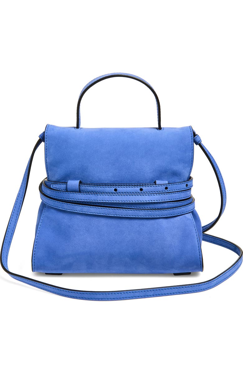 Moschino Tie Me Leather Handbag, Alternate, color, Klein 71A Of0