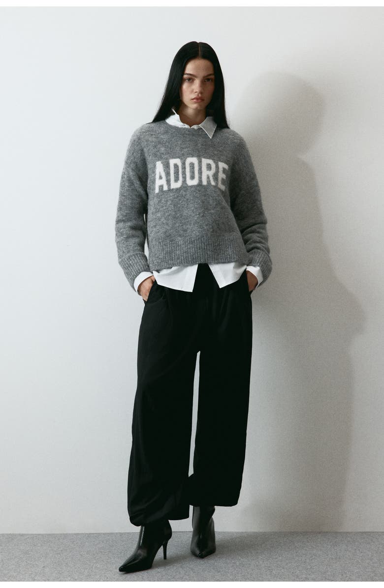 H&M Jacquard-motif Jumper, Alternate, color, Gray Melange/Adore