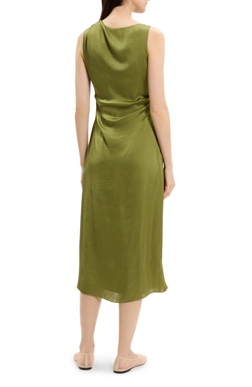 Theory Ruched Sleeveless Midi Dress In Green