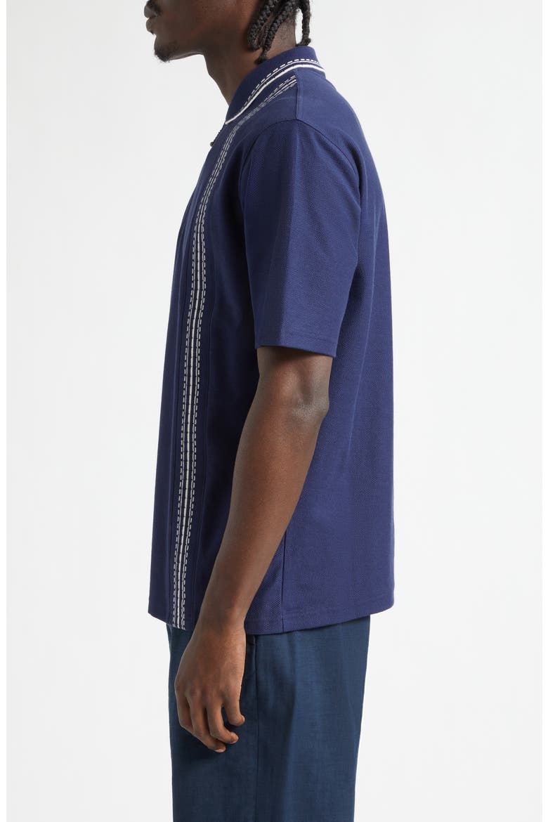 Stripe Jacquard Trim Zip Polo, Alternate, color, NAVY