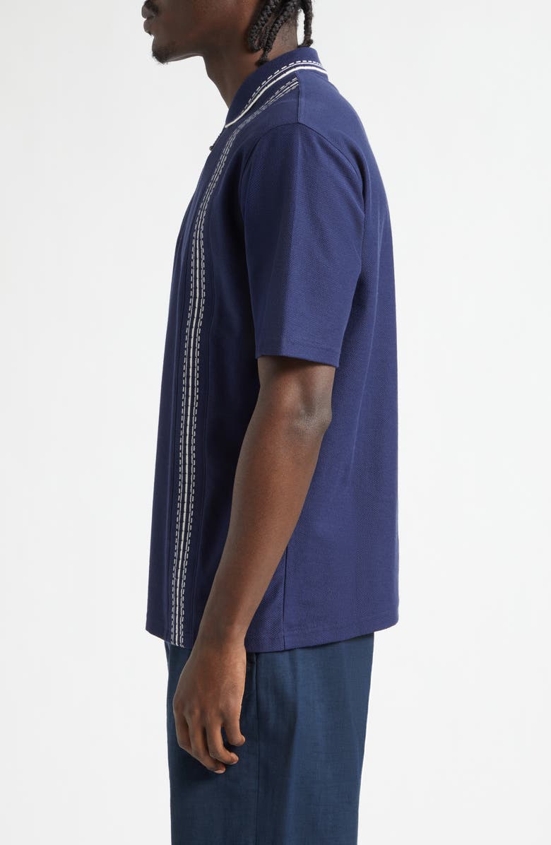 PALMES Stripe Jacquard Trim Zip Polo, Alternate, color, Navy