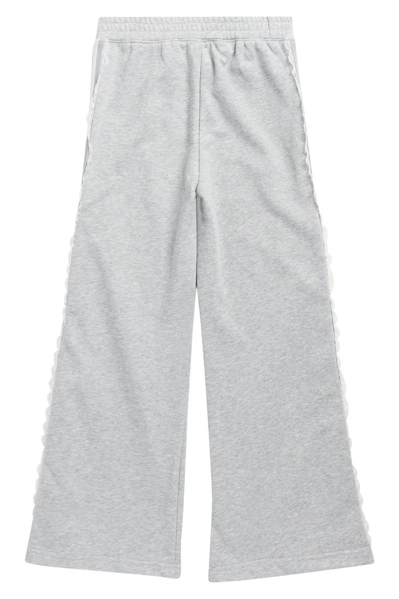 Kids' Lace Trim Sweatpants, Alternate, color, HEATHER GREY