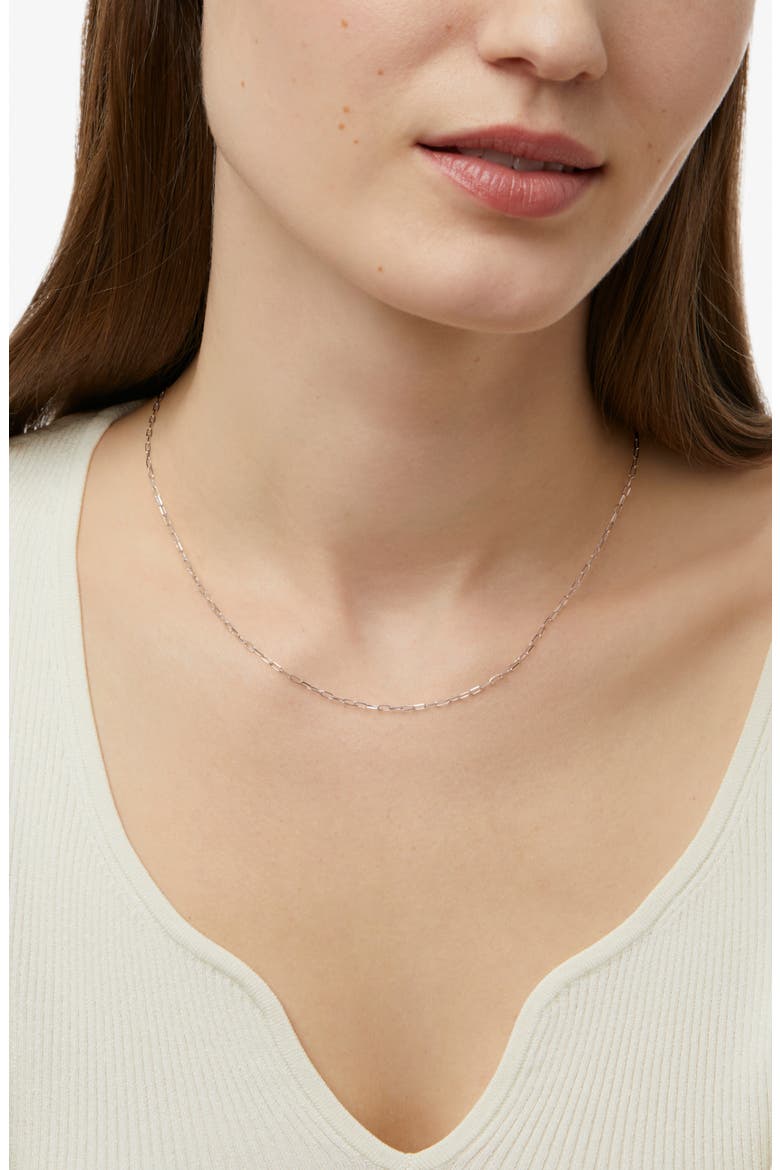 Gold Paperclip Necklace, Alternate, color, White Gold