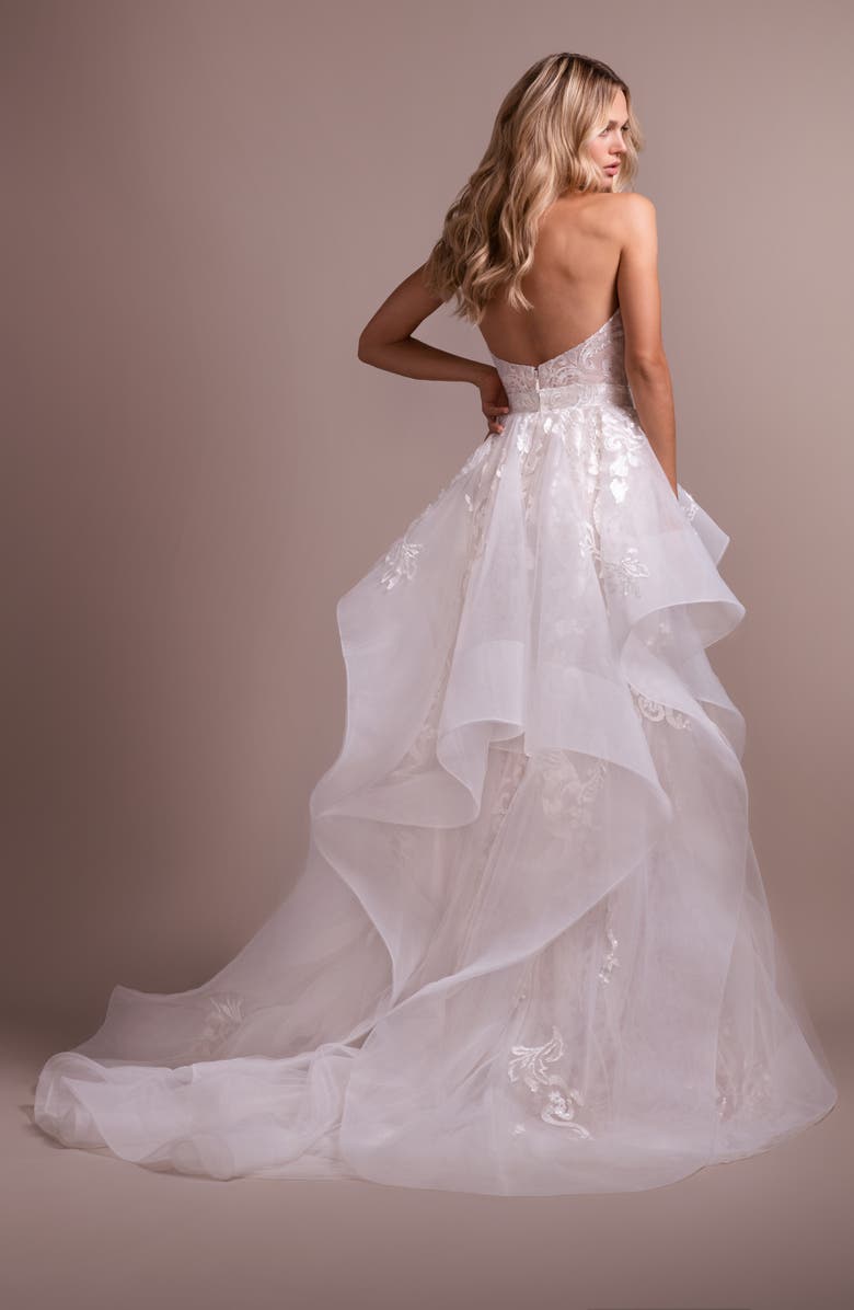 Hayley Paige Elke Strapless Lace Wedding Dress with Overskirt, Alternate, color,