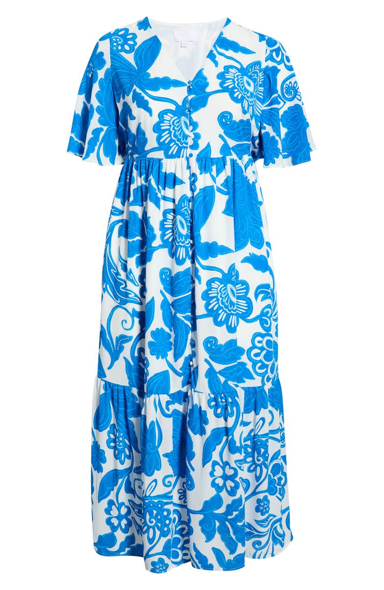 SUGARLIPS Maci Floral Lody Flare Minidress, Alternate, color, White-Blue-Multi