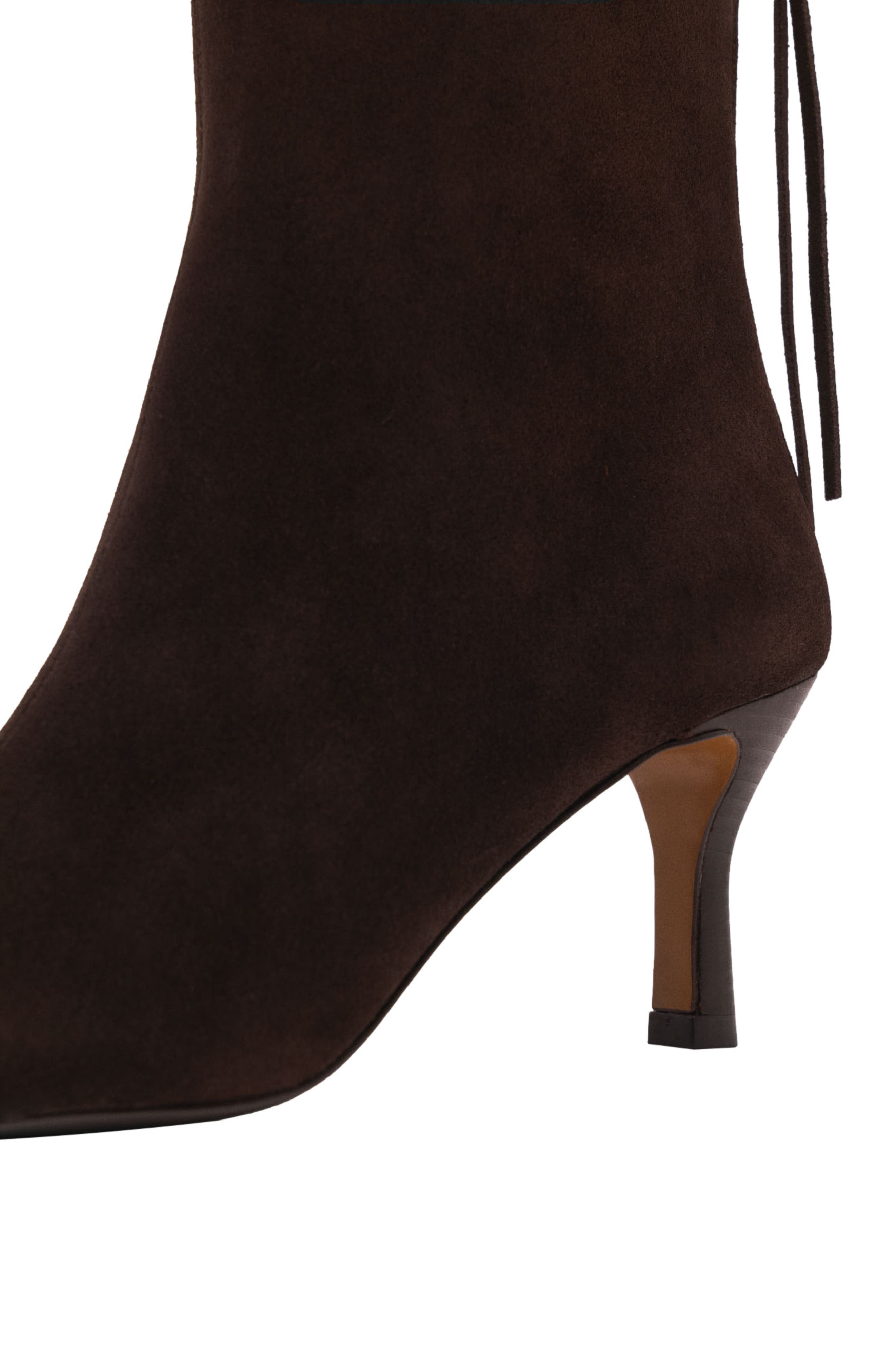 maje Chocolate Brown zipped suede ankle boots, Alternate, color, Dark Brown