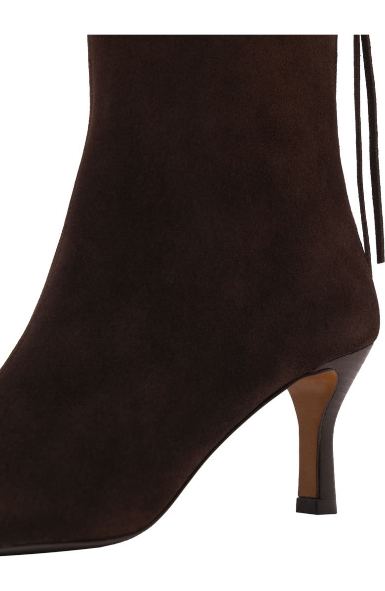 maje Chocolate Brown zipped suede ankle boots, Alternate, color, Dark Brown