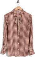 MAX STUDIO Satin Tie Neck Button-Up Shirt
