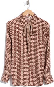 MAX STUDIO Satin Tie Neck Button-Up Shirt