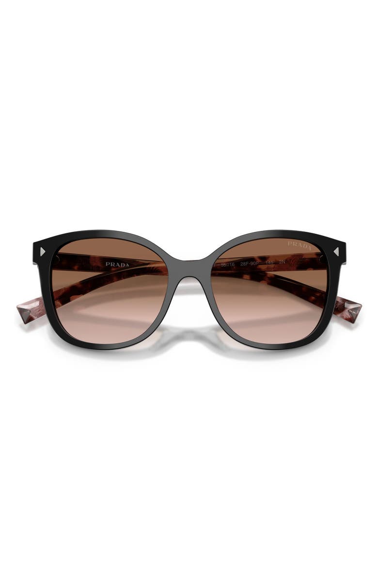Prada 53mm Gradient Square Sunglasses, Alternate, color, Black / Brown Gradient
