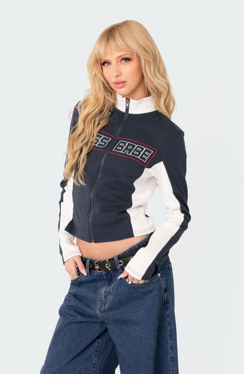 EDIKTED Boss Babe Colorblock Jacket, Alternate, color, 